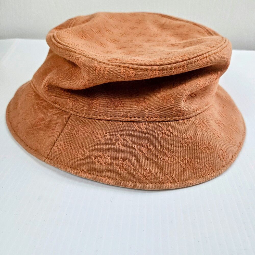 Dooney and Bourke Bucket Hat Women's M Orange Sherbert Jaquard Satin Logo